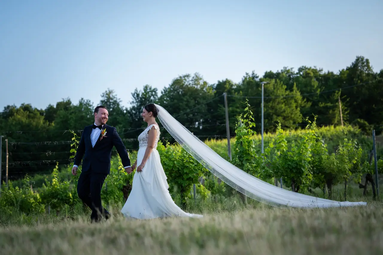 Chiara e Adam nel giorno del loro matrimonio a Villa Barattieri